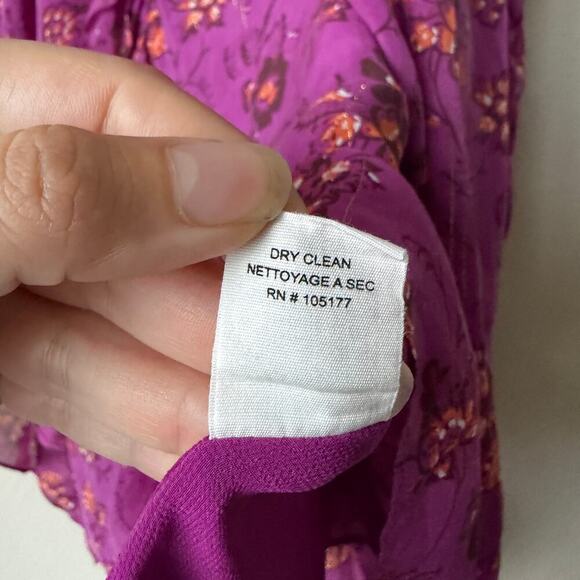 Ulla Johnson Torri Magenta Floral Silk Handkerchief Skirt Size 8 - Picture 6 of 6